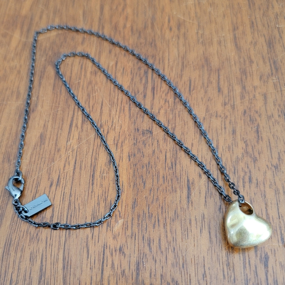 COACH gold sculpted heart necklace